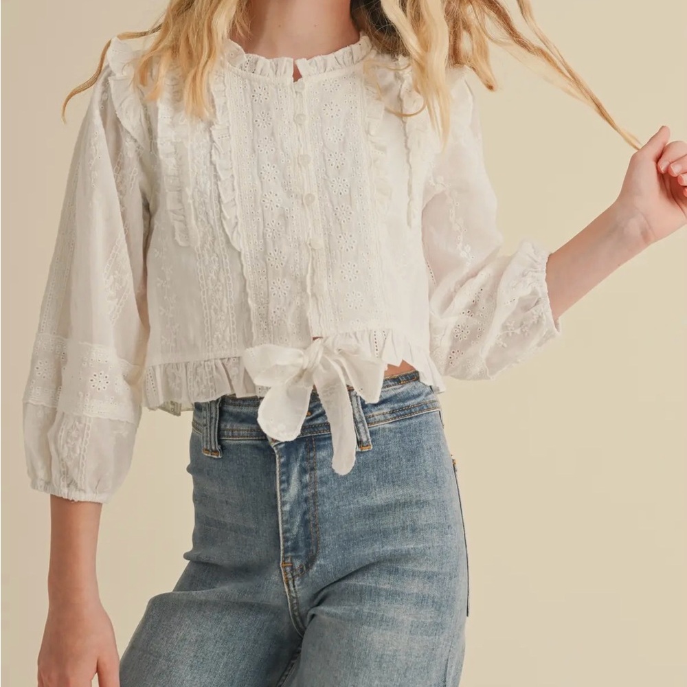 Chic White Ruffle Blouse for Kids
